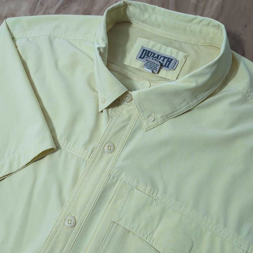 Duluth Trading Co Yellow Men's 3XLT S/S Performance Fishing Pockets Vented
